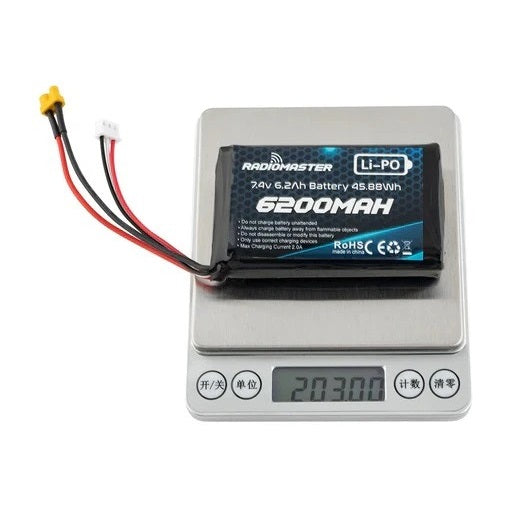 RadioMaster 7.4V 2S 6200mAh LiPo Battery w/ XT30 for Boxer or TX16S Transmitters