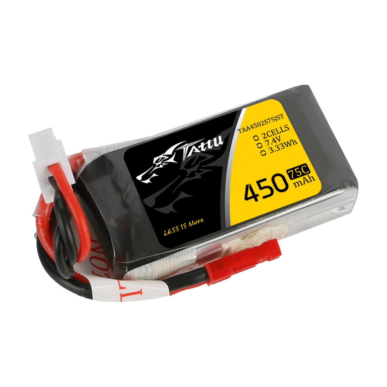 Tattu 450mAh 2S 75C 7.4V LiPo Battery Pack With XT30 and JST Plug - Short Size