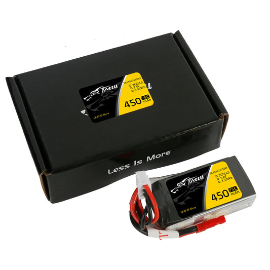 Tattu 450mAh 2S 75C 7.4V LiPo Battery Pack With XT30 and JST Plug - Short Size