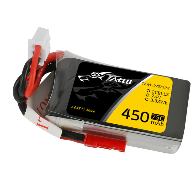Tattu 450mAh 2S 75C 7.4V LiPo Battery Pack With XT30 and JST Plug - Short Size