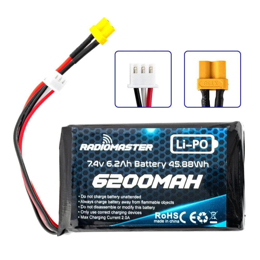 RadioMaster 7.4V 2S 6200mAh LiPo Battery w/ XT30 for Boxer or TX16S Transmitters