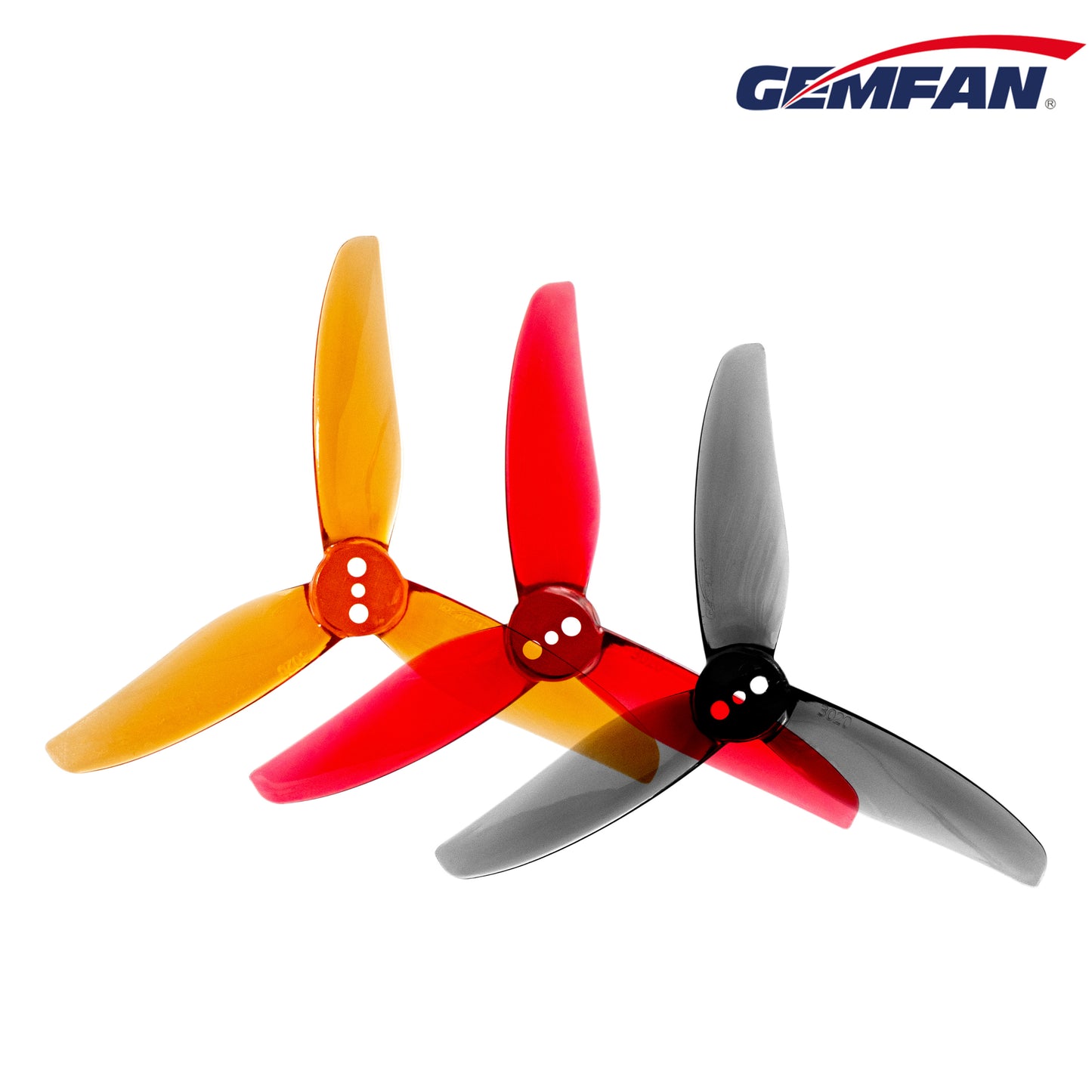 Gemfan 3" Hurricane 3020-3 Blade Prop Set (2 CW, 2 CCW) 1.5mm T-Mount - Choose Color