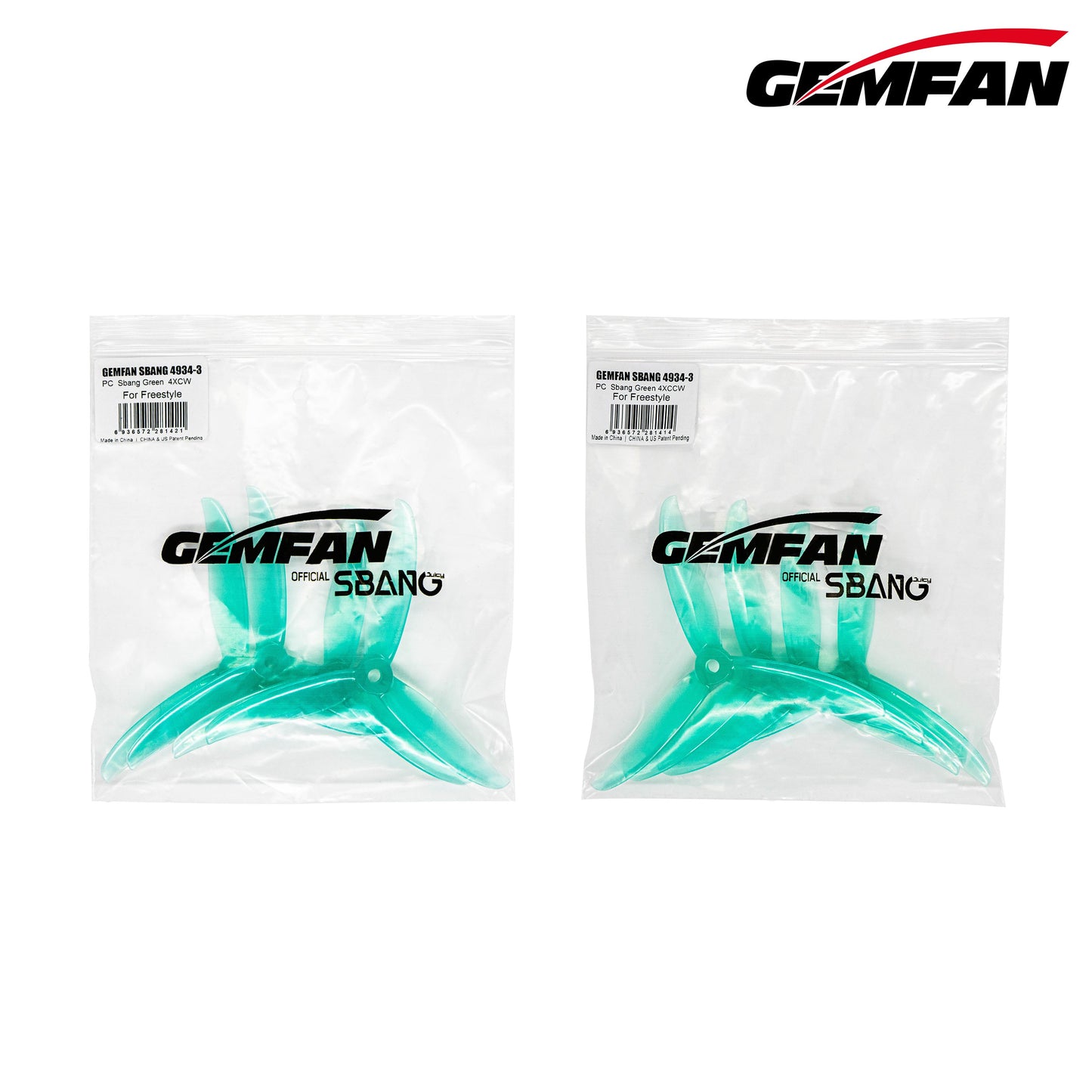 Gemfan 5" Sbang 4934-3 Prop, 4pcs - Choose Color and CW or CCW