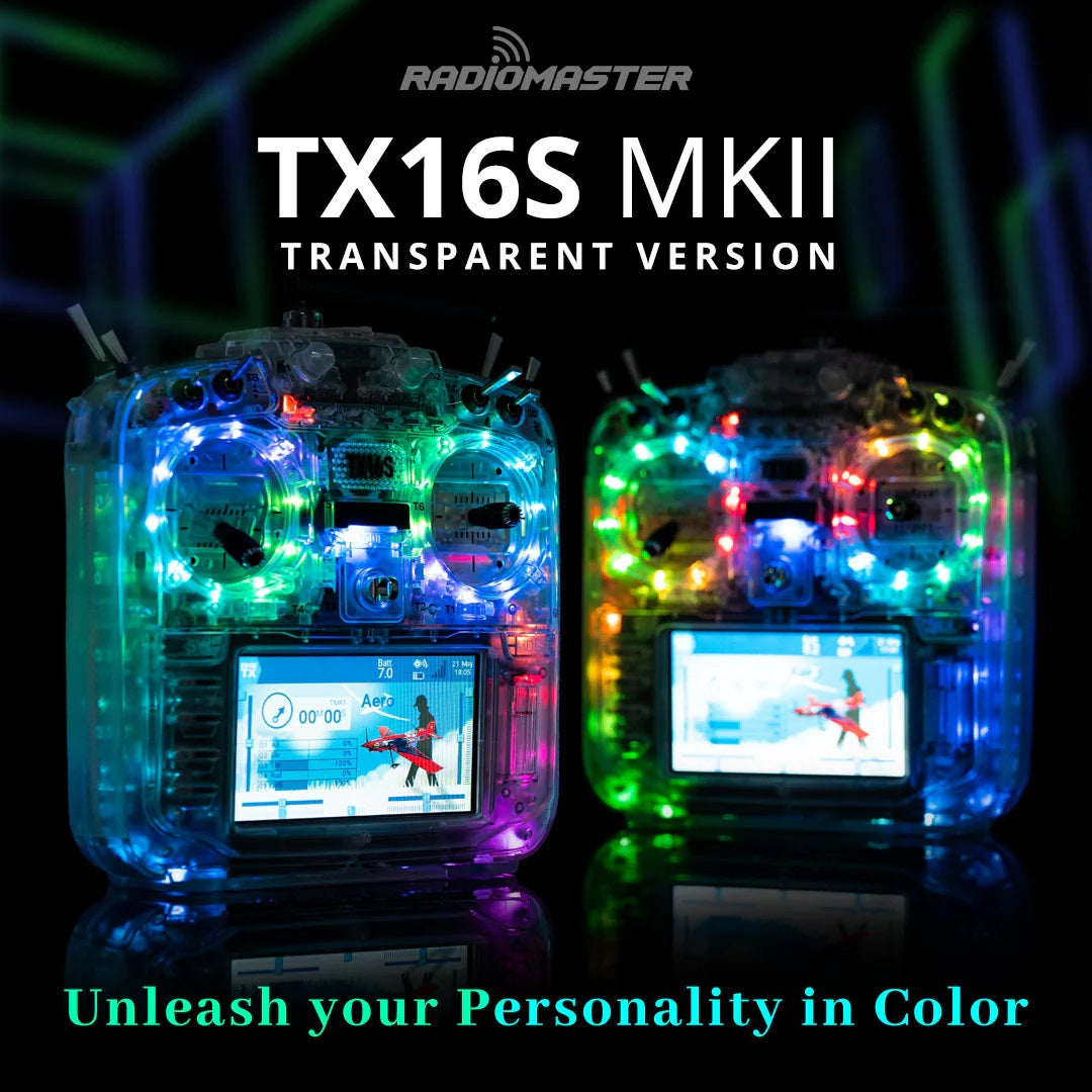 RadioMaster TX16S MKII EdgeTX Radio Transmitter w/ V4.0 Hall Gimbals - MCK RGB Transparent Edition - ELRS 2.4GHz